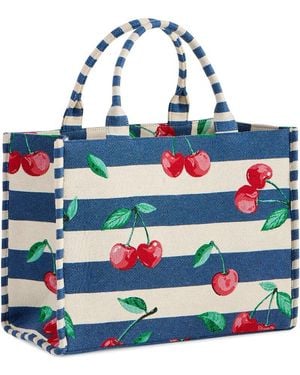 Shiraleah Cherry Stripe Jacquard Tote - Blue