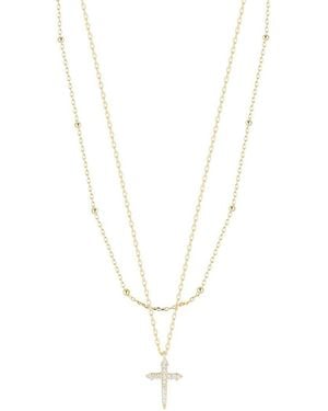 Glaze Jewelry 14k Over Silver Cz Cross Layered Necklace - White