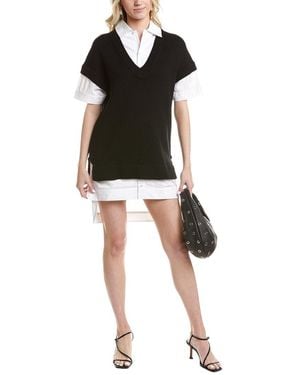 STAUD Bridget Wool Sweater Shirtdress - Black