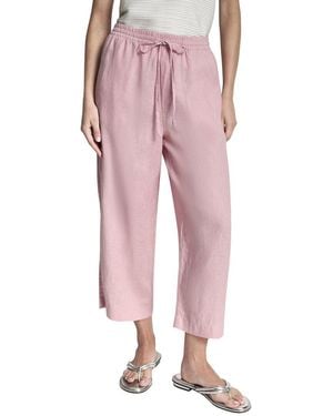 DKNY Pull On Straight Leg Linen Pant - Pink