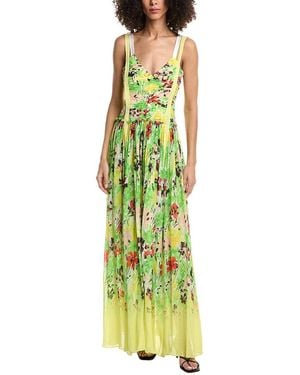 3.1 Phillip Lim Flowerworks Chiffon Degrade Ruched Silk-Blend Gown - Green