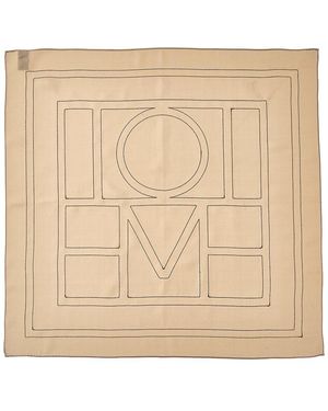 TOTEME Embroidered Monogram Silk Scarf - Natural