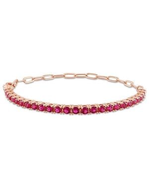 Rina Limor Plated 4.42 Ct. Tw. Cz Tennis Bracelet - Pink