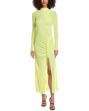 LAPOINTE Mesh Fitted Bias Tab Slit Dress - Yellow