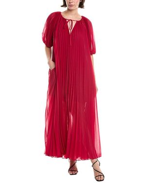 Rebecca Taylor Sunburst Pleat Maxi Dress - Red
