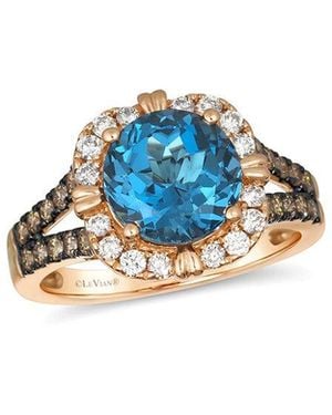 Le Vian 14K Rose 3.64 Ct. Tw. Diamond & London Topaz Cocktail Ring - Blue