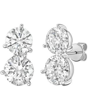 Diana M. Jewels Diana M. 14K 12.00 Ct. Tw. Lab-Grown Diamond Two-Stone Earrings - Metallic