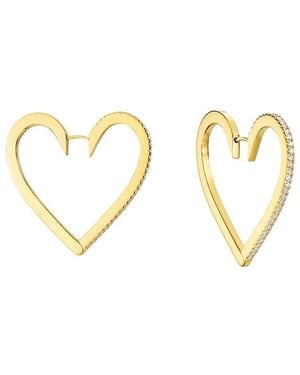 Gabi Rielle 14k Over Silver Lovestruck Collection Cz Heart To Heart Hoops - Metallic