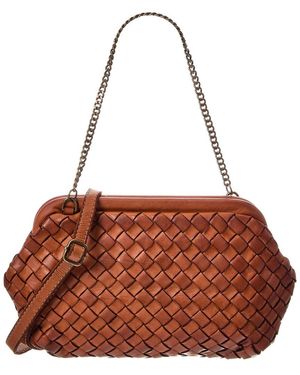 Isabella Rossetti Quincy Hand Woven Leather Clutch - Brown