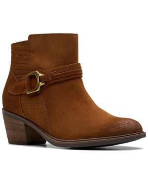 Clarks Neva Buckle Suede Boot - Brown