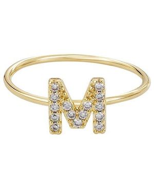 Adornia 14K Plated Cz Initial Ring - White