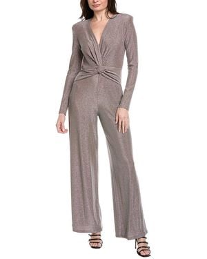 Joseph Ribkoff Ruched-Front Metallic Jumpsuit - Grey