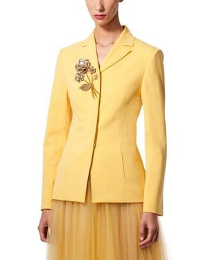 Carolina Herrera Snap Front Wool-Blend Jacket - Yellow