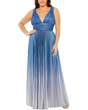 Mac Duggal Plus V-Neck Ombre Gown - Blue