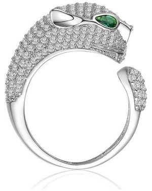 Rachel Glauber Plated Cz Band Ring - Metallic
