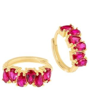 TIRAMISU Plated 3.22 Ct. Tw. Lab Created Ruby Hoop Earrings - Pink