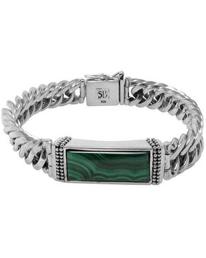Samuel B. Silver 12.95 Ct. Tw. Malachite Bar Bracelet - Metallic