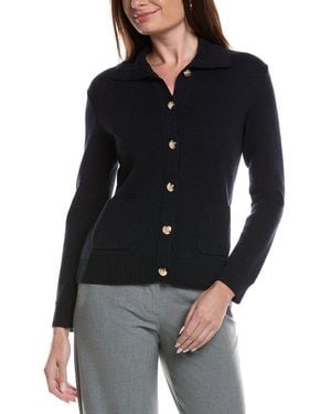 Bruno Magli Merino Wool Epaulet Sweater Jacket - Black