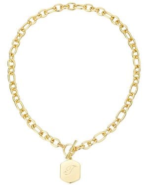 Adornia 14K Plated Monogram Initial Chunky Toggle Necklace - Metallic