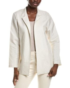 Eileen Fisher Stand Collar Silk Jacket - Natural