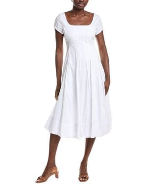 Ellen Tracy Stretch Poplin Cap Sleeve Panelled Dress - White
