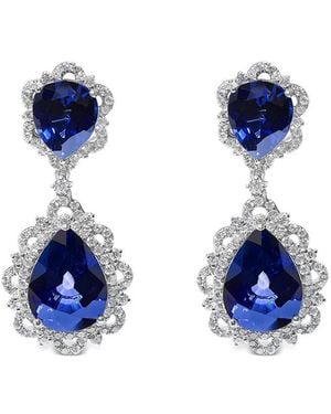 Haus of Brilliance Colourful Gemstones 18K 21.33 Ct. Tw. Diamond & Lab-Grown Sapphire Dangle Earrings - Blue