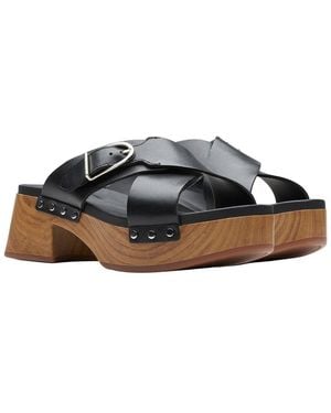 Clarks Sivanne Walk Leather Sandal - Black
