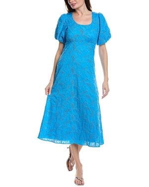 Cece Bubble Eyelet Midi Dress - Blue
