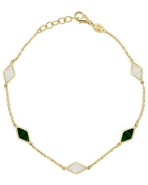 Italian Gold 14K Gemstone Station Chain Bracelet - Metallic