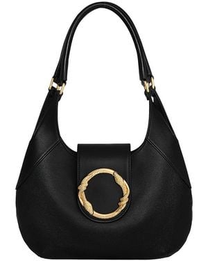 Rebecca Minkoff Snake Ring Crescent Leather Shoulder Bag - Black