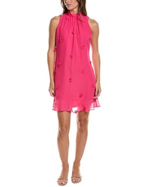 Cece Flower Tie Neck Mini Dress - Pink