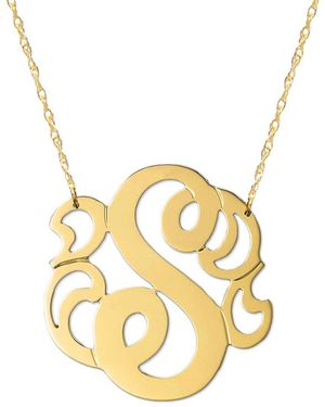 Jane Basch 14K-Z Swirly Initial Necklace -Z) - Metallic