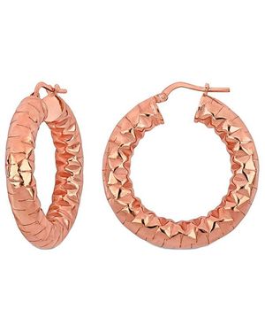 Italian Silver Hoops - Pink