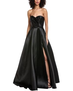 Rene Ruiz Strapless Sweetheart Embellished Waist Gown - Black