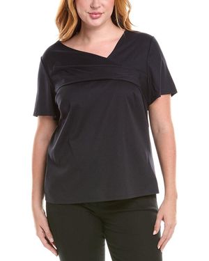 Lafayette 148 New York Plus Short Sleeve Twisted Top - Black