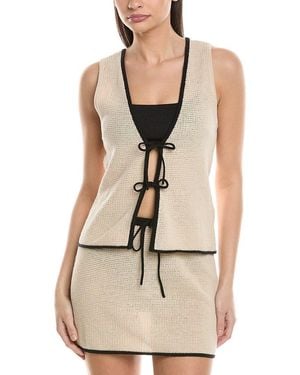 Onia Linen-Blend Tie Front Tank - Natural