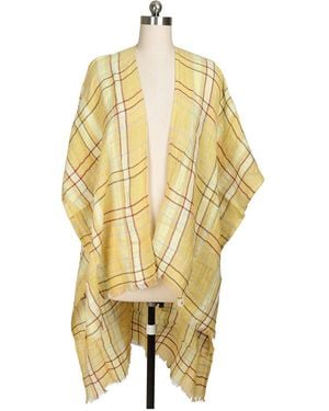 Saachi Reverie Plaid Linen-Blend Kimono - Metallic