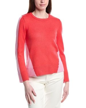 Tahari Colourblock Jersey Crewneck Top - Red