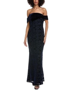 Badgley Mischka Lace Column Gown - Black