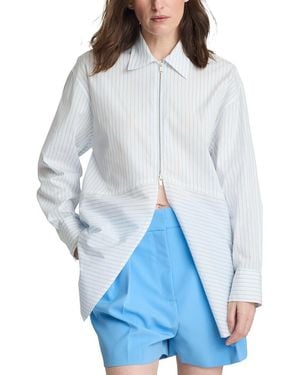 Kenneth Cole Front Paneled 1/2-Zip Shirt - Blue
