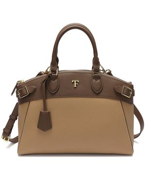 Tiffany & Fred Paris Grained Leather Top-Handle Satchel - Brown