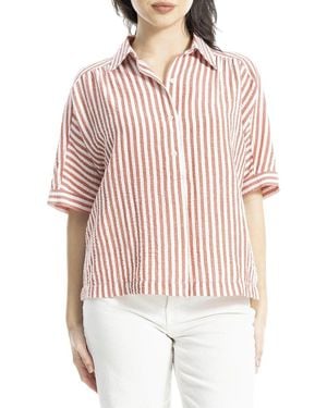Max Studio Collared Button-Front Blouse