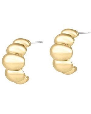 Electric Picks 14K Plated Puff Hoop Earrings - Metallic