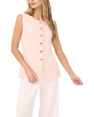 Ted Baker Sleeveless Crewneck Button Down Shirt - Pink