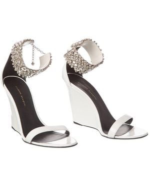 Giuseppe Zanotti Jetaime 105 Patent Wedge Sandal (Authentic Pre-Loved) - White