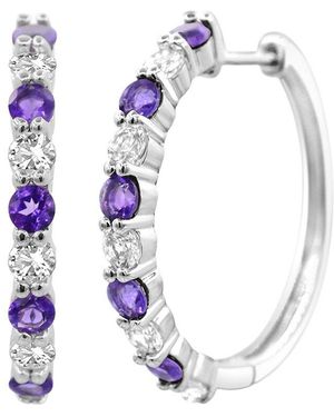 Gemstones 0.60 Ct. Tw. Amethyst Hoop Earrings - White
