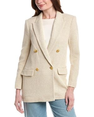 L'Agence Riva Knit Double-Breasted Blazer - Natural