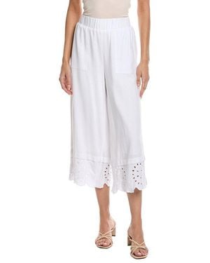 Nicole Miller Linen-Blend Pant - White