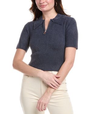 Avantlook Fuzzy Eyelash 1/4-Zip Polo Sweater - Blue