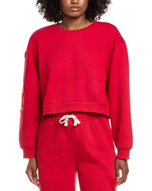 Vintage Havana Star Applique Fleece Sweatshirt - Red